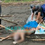 Foto : Mayat Fajar ditemukan warga di aliran sungai Bregoh Dusun Ungkalan, Desa Sabrang, Kecamatan Ambulu, Jember.