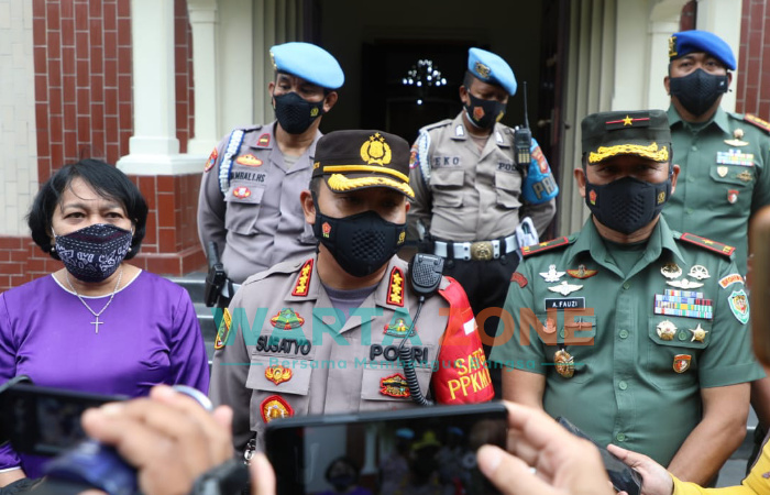 Kapolresta Bogor Kombes Pol Susatyo Purnomo Condro (tengah), saat memberikan keterangan pers.