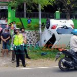 Foto: Kecelakaan mobil Brio di jalan utama Bondowoso-Jember.