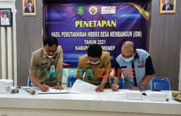 KOMPAK: Penandatangan Indeks Desa Membangun (IDM) di kantor DPMD Sumenep (Foto: Dok. WARTA ZONE)