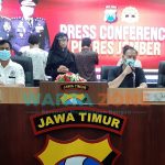 Foto: Press Conference penangkapan empat oknum Kades di Jember terkait kasus Narkoba jenis sabu, Sabtu (12/6/2021) petang.