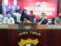 Foto: Press Conference penangkapan empat oknum Kades di Jember terkait kasus Narkoba jenis sabu, Sabtu (12/6/2021) petang.