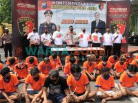 Foto: Ditreskrimum Polda Jatim, saat merilis hasil ungkap aksi premanisme di wilayah Jatim.
