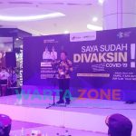 Foto: Bupati Jember, Hendy Siswanto, saat memberikan sambutan pembukaan gerai layanan vaksinasi Covid-19, di Lippo Mall Jember.