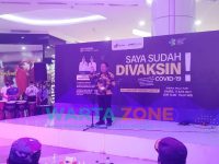Foto: Bupati Jember, Hendy Siswanto, saat memberikan sambutan pembukaan gerai layanan vaksinasi Covid-19, di Lippo Mall Jember.