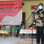Foto: Bupati Sumenep, Achmad Fauzi, saat memberikan sambutan dalam launching kartu guru ngaji, bertempat di Balai Desa Jaddung, Kecamatan Pragaan. Jumat (25/6/2021).