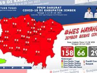 Caption: Data pantauan sebaran Covid-19, sejumlah kecamatan di Kabupaten Jember, Selasa 20 Juli 2021.