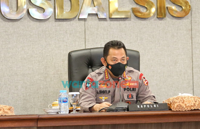 Foto: Kapolri Jenderal Listyo Sigit Prabowo, saat memberikan pengarahan melalui vicon, kepada seluruh Polda jajaran.