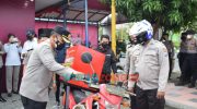 Foto: Polresta Sidoarjo, saat launching Posko Siaga Vaksin 24 Jam dan menyediakan kendaraan roda dua vaksinasi keliling pedesaan.