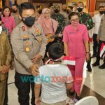 Foto: Polda Jawa Timur, saat berikan dukungan psikososial bagi anak-anak yatim piatu terdampak covid-19 dan penyandang disabilitas, di Universitas Brawijaya, Malang.