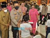 Foto: Polda Jawa Timur, saat berikan dukungan psikososial bagi anak-anak yatim piatu terdampak covid-19 dan penyandang disabilitas, di Universitas Brawijaya, Malang.