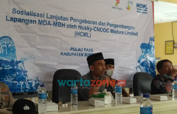 Foto: Husky-CNOOC Madura Limited (HCML), saat melakukan kegiatan sosialisasi lanjutan pengembangan Lapangan MDA-MBH di kantor Kecamatan Raas, Kabupaten Sumenep.
