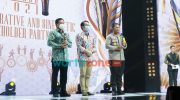 Foto: Polresta Sidoarjo, saat menerima penghargaan Indonesia Award 2021, untuk Kategori Penanganan Sosial di tengah Pandemi Covid-19 dari iNews (MNC Group).