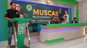 Foto: Politisi muda PKB Sumenep, Irwan Hayat, saat memberikan sambutan usai terpilih menakhodai Dewan Koordinasi Cabang (DKC) Garda Bangsa periode 2021-2026.