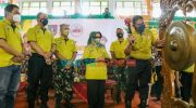Foto: Wakapolda Jatim, Brigjen Pol Slamet Hadi Supraptoyo, saat membuka Kejurprov Bola Voli 2021 di Gelanggang olahraga (GOR) Merdeka yang berlokasi di jalan Gus Dur Jombang.