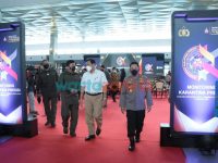 Foto: Peluncuran Aplikasi Monitoring Karantina Presisi bagi pelaku perjalanan luar negeri di Bandara Soekarno Hatta (Soetta), Tangerang, Banten.