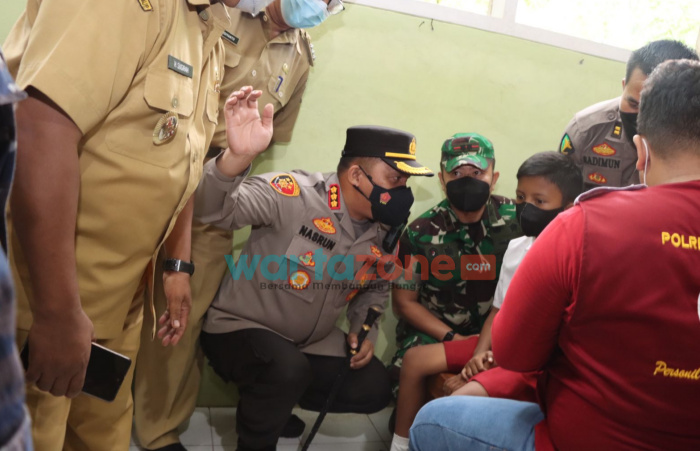 Foto: Akselerasi percepatan vaksinasi anak usia 6 -11 tahun, Polresta Banyuwangi buka gerai vaksinasi Covid-19.
