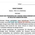 Kasus Terkonfirmasi Meningkat, Pemkab Nias Keluarkan SE Pencegahan Penyebaran Covid-19