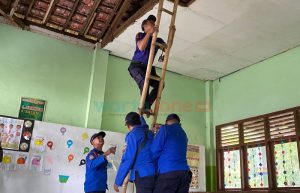 Damkar Jember Evakuasi Ular di Atap Ruang Kelas SDN Suci 05