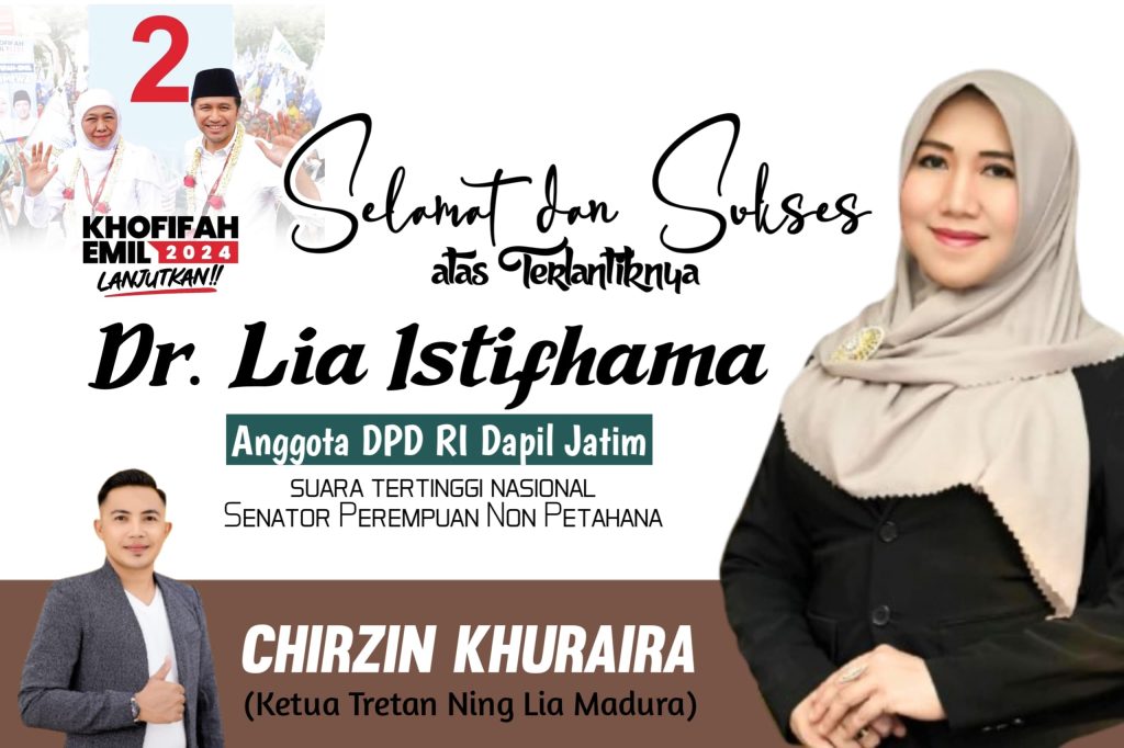 Taretan Ning Lia Madura Ucapkan Selamat Atas Dilantiknya Lia Istifhama Sebagai Anggota DPD RI 2024