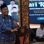 FOTO: Bupati Sumenep Achmad Fauzi Wongsojudo menyampaikan sambutan Safari Ramadan Baznas dan Santunan 1000 Anak Yatim, Senin (17/03/2025).