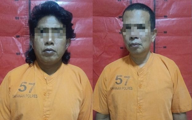 FOTO: Kedua pelaku yakni SB (kiri) seorang anggota LSM, dan JF ASN Inspektorat Kabupaten Sumenep, terjaring OTT Polres Sumenep karena diduga memeras Kepala Desa Batang-Batang Daya, Siti Naisa, terkait proyek pengaspalan jalan desa yang didanai Dana Desa (DD).