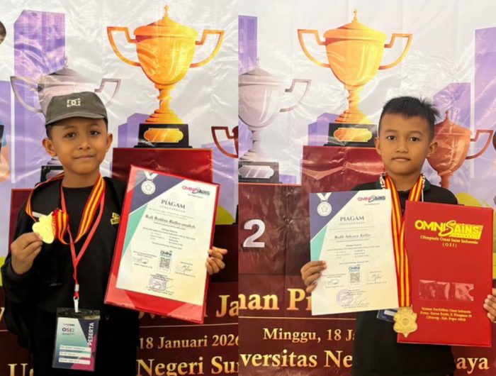 FOTO: Dua siswa Fathimah International Elementary School (FIES) Sumenep, Rafi Rofdan Ridwanullah dan Raffi Arkana Arifin, berhasil melaju ke grand final nasional Olimpiade OMNI Sains Indonesia (OSI) 2025/2026.