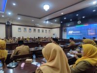 FOTO: Bupati Sumenep Achmad Fauzi Wongsojudo, saat peluncuran Sistem Informasi Manajemen Terpadu Aparatur (SIMANTRA), pada kegiatan Sosialisasi Implementasi Manajemen Talenta ASN di Kantor Pemkab Sumenep, Senin (22/6/2026).