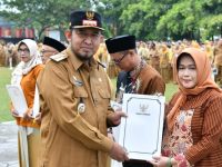 FOTO: Bupati Sumenep Achmad Fauzi Wongsojudo saat peringatan Hari Koperasi ke-79, di halaman Kantor Bupati, Senin (13/7/2026).