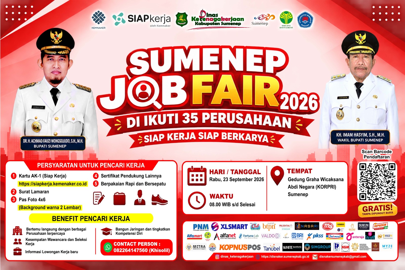 FOTO: Pemkab Sumenep melalui Disnaker menggelar Sumenep Job Fair 2026, mempertemukan pencari kerja dengan perusahaan yang memiliki kebutuhan tenaga kerja. (Ist/wartazone.com)