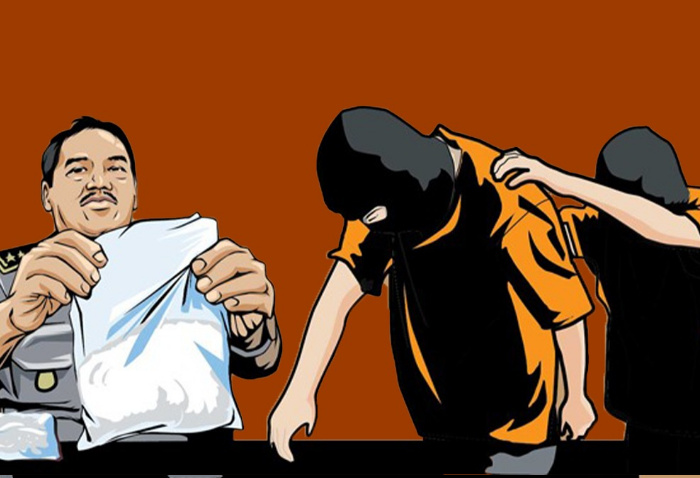 FOTO: Ilustrasi penangkapan penyalahgunaan narkotika jelas sabu oleh polisi. (Ist/wartazone.com)